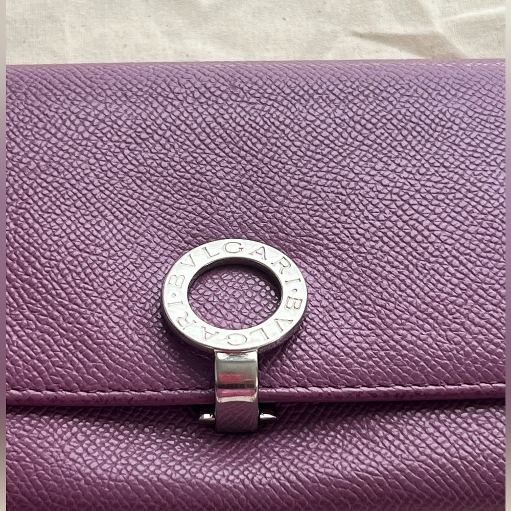 BVLGARI Bulgari Purple Lavender Saffiano Leather Continental Card Coin Wallet - Picture 3 of 16